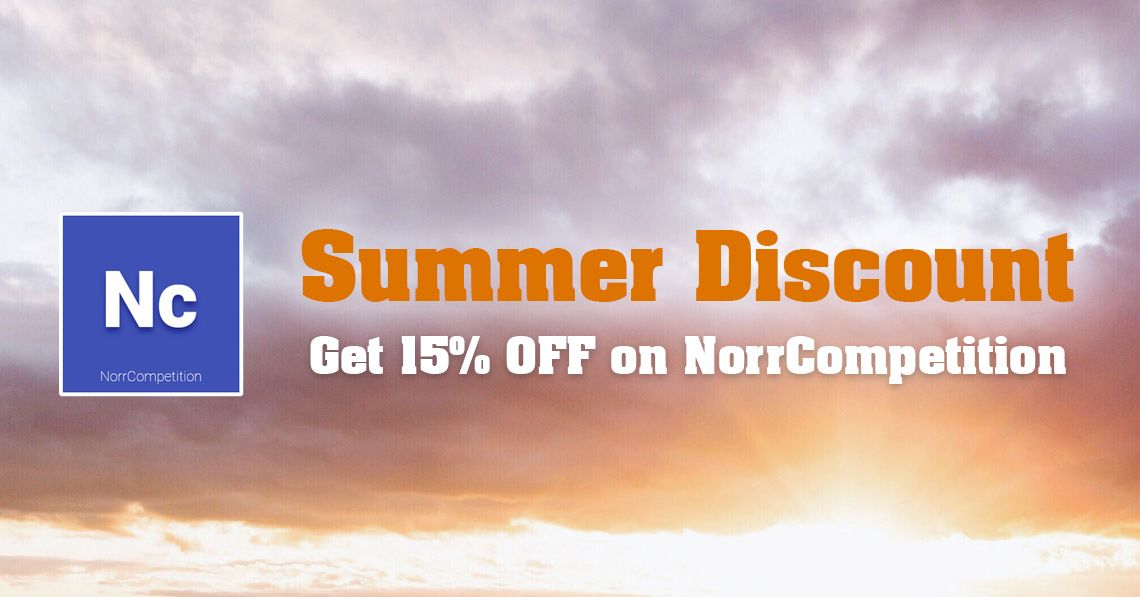 Summer Sale 2018: Get 15% OFF on NorrCompetition! Discounts from partners
