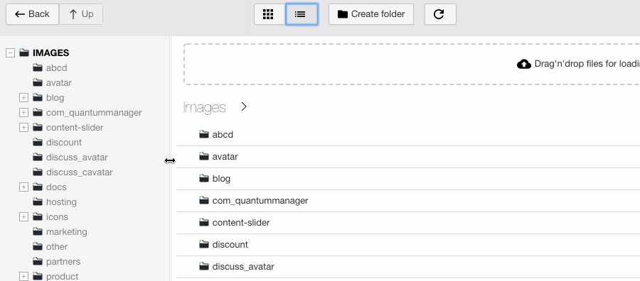 Splitters for catalogue tree and toolbar - Quantum Manager