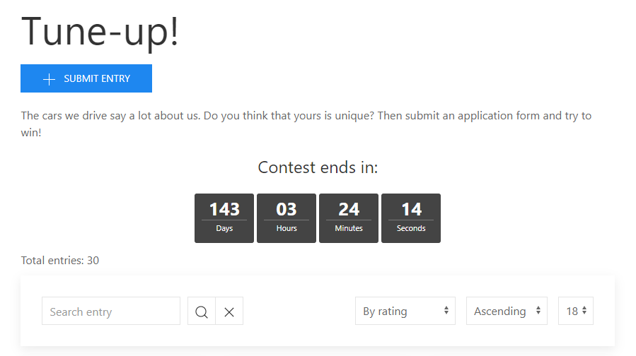 Submit entry button in the contest