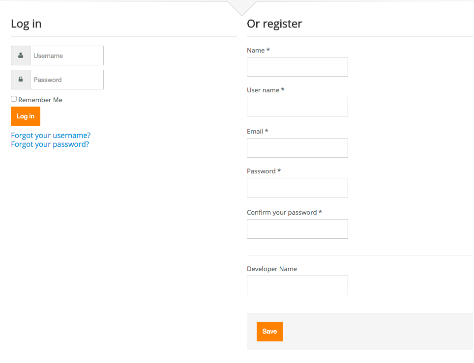 Account registration on JED