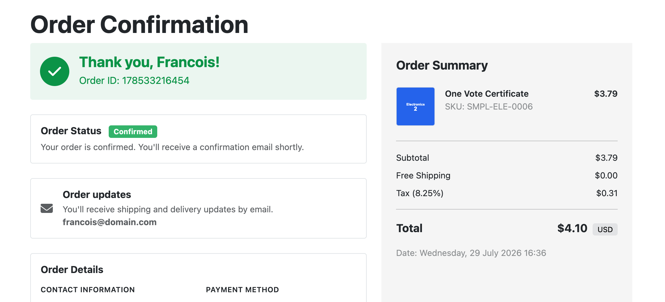 J2Commerce. Successful payment and assigning points