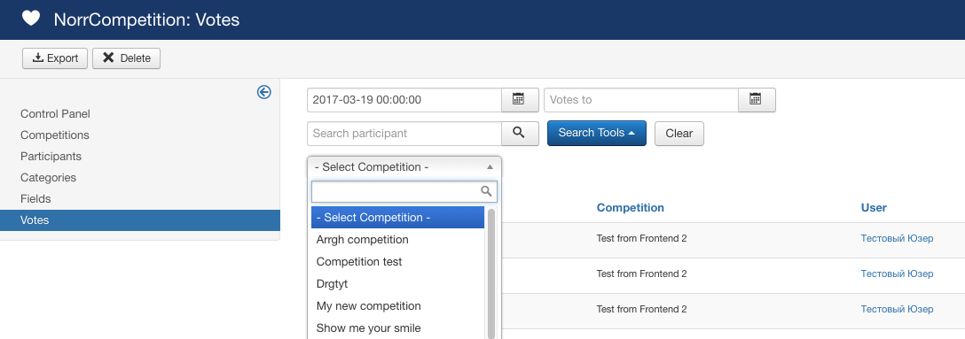 Voting report filters