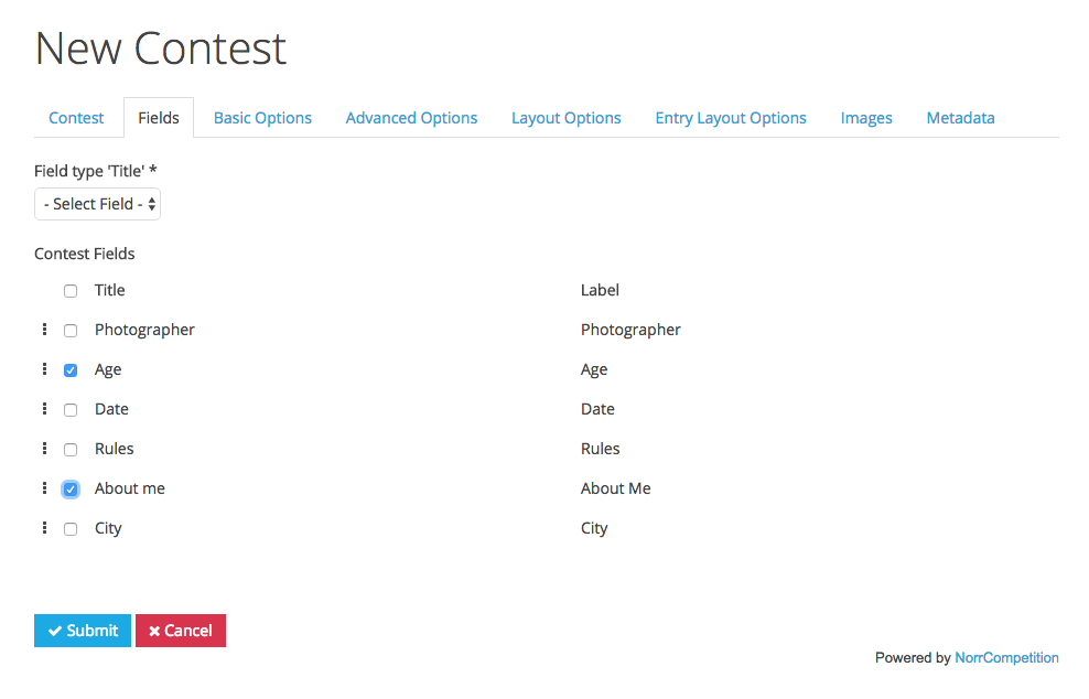Create new Contest on front-end