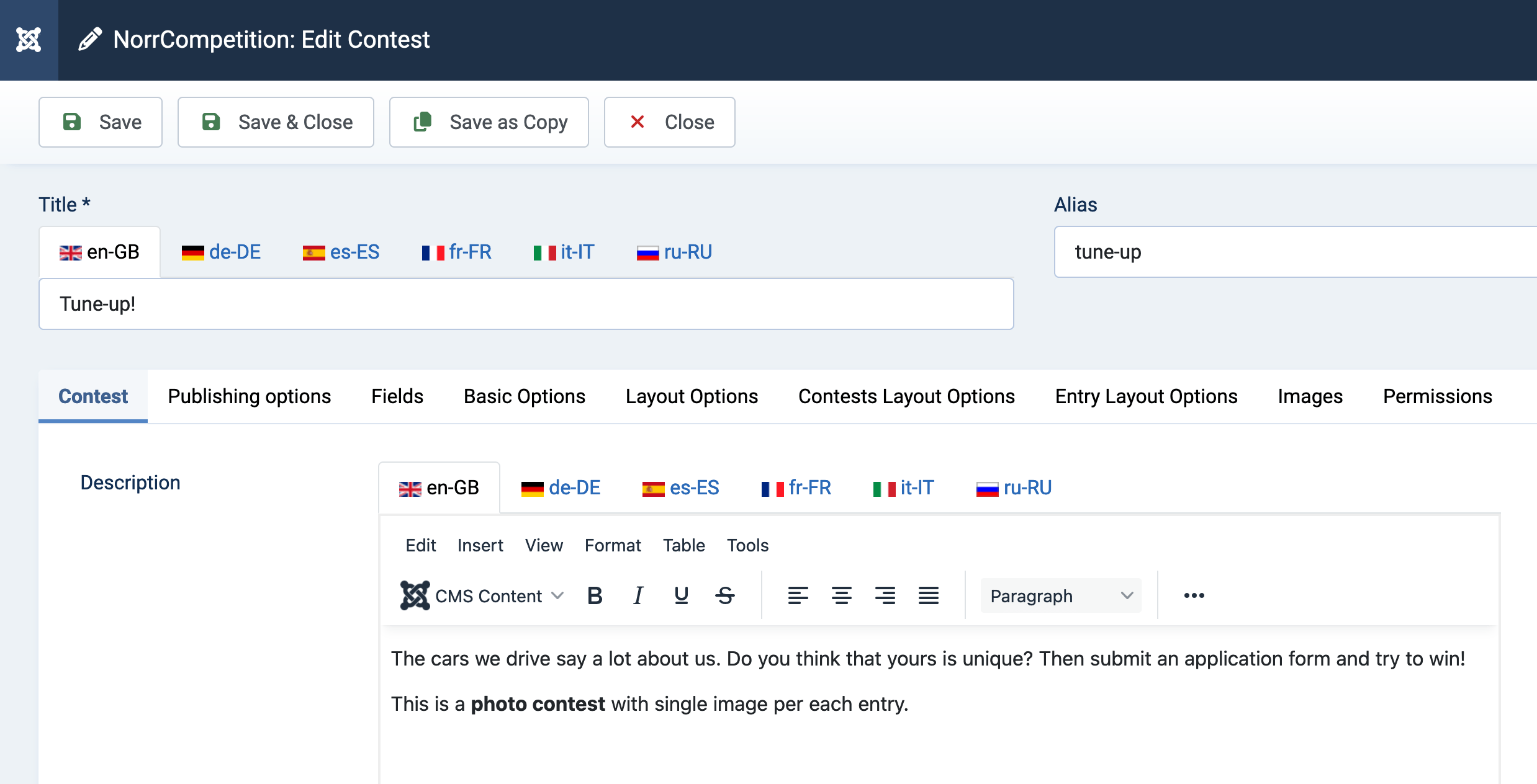 NorrCompetition Contest form