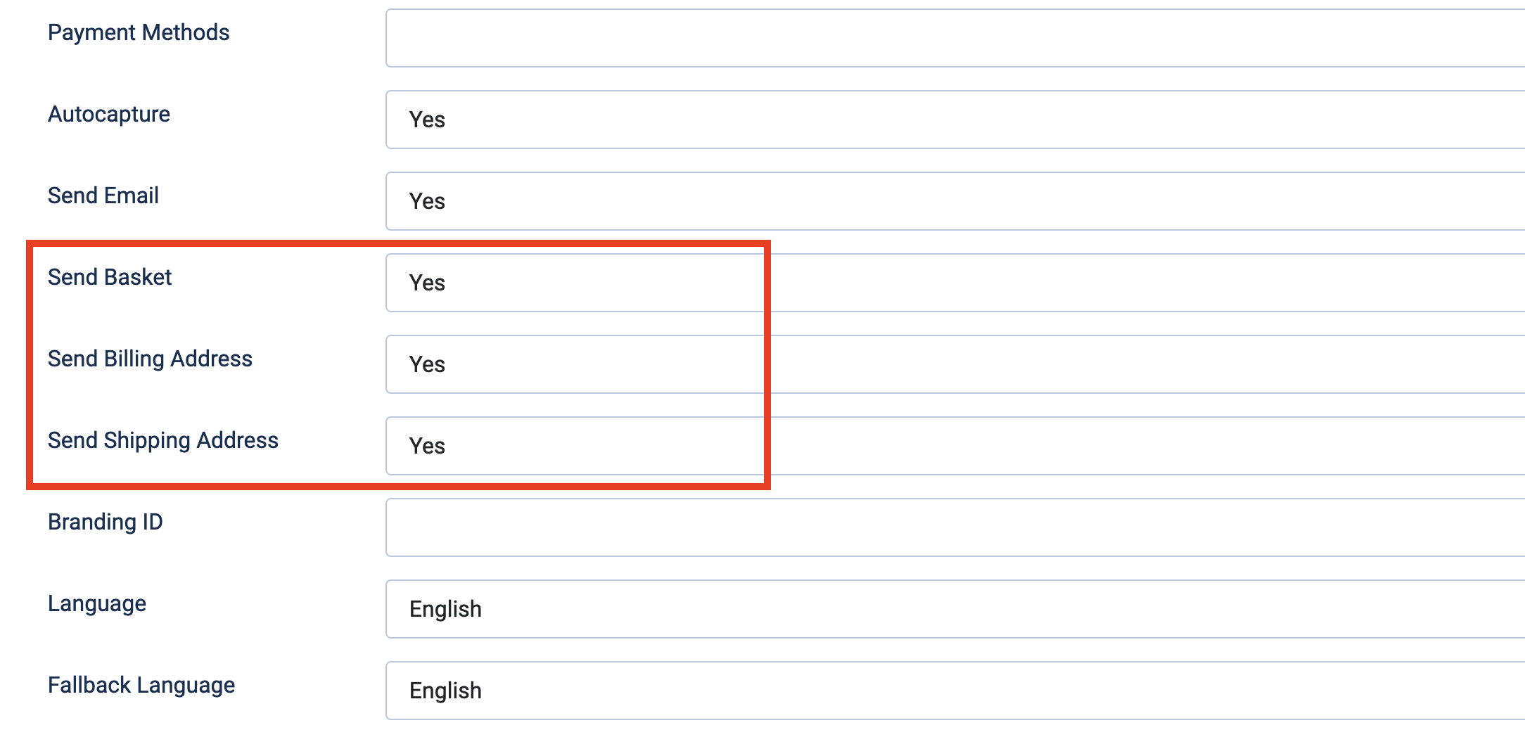 Parameters to be enabled for additional payment methods in QuickPay plugin (Phoca Cart)
