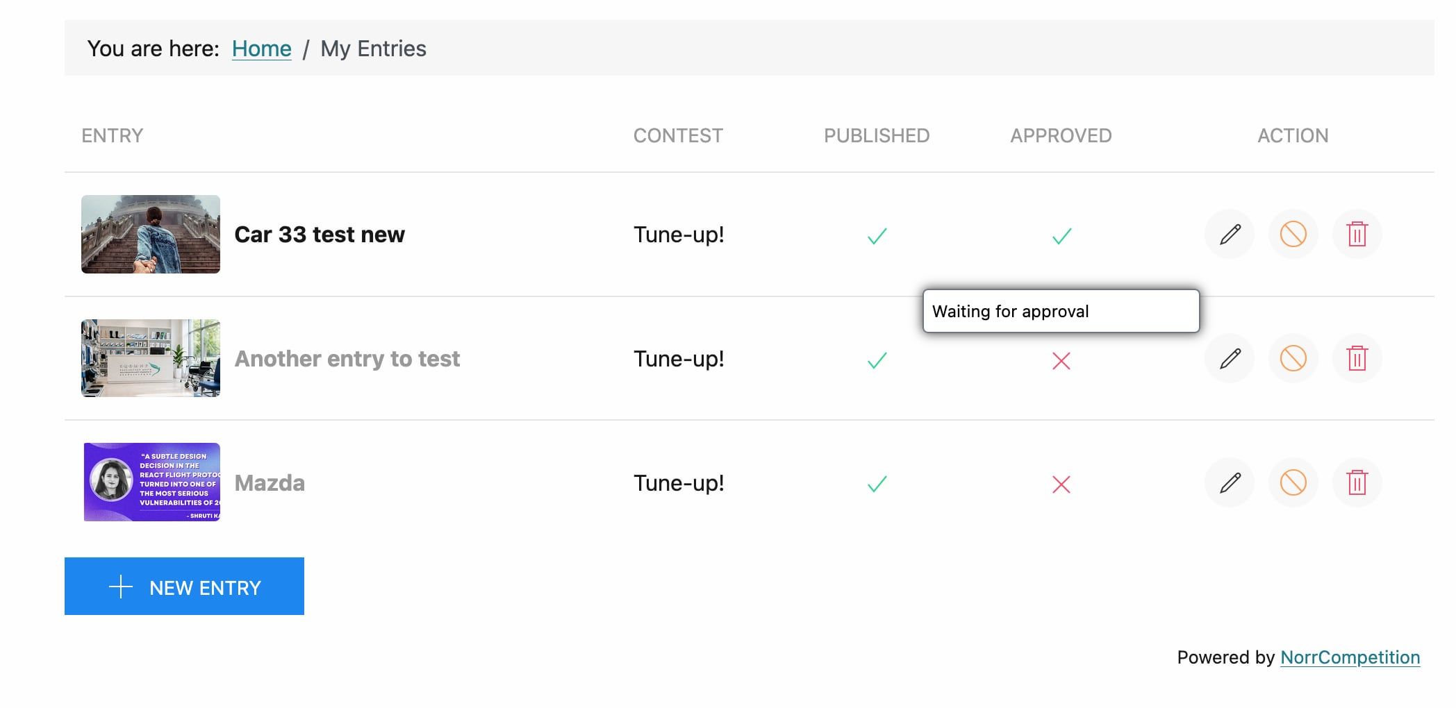 Improved “My Entries” Section
