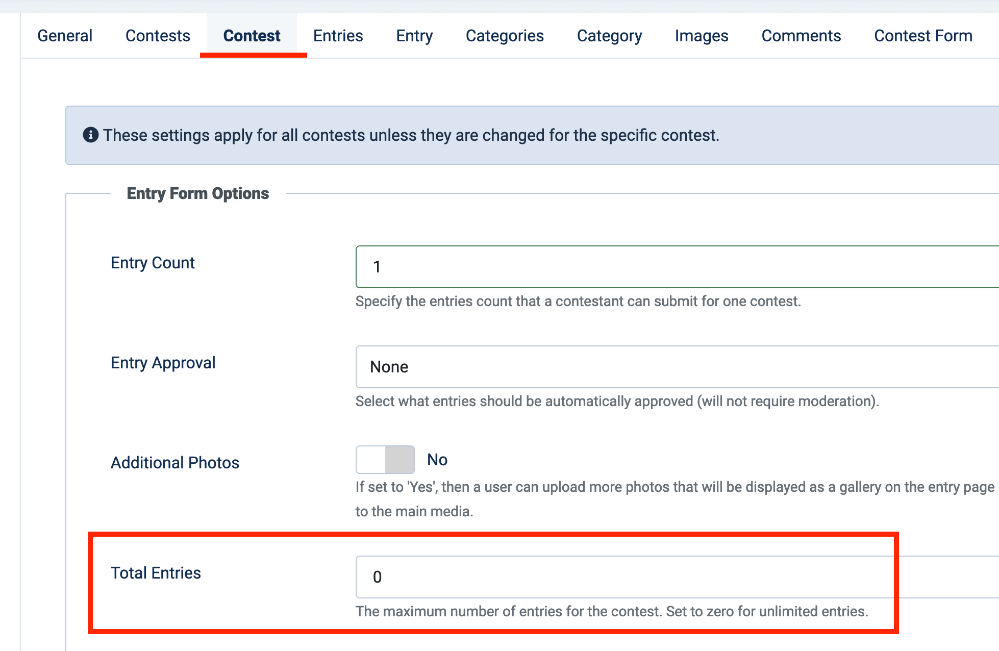 NorrCompetition 2.0 - set maximum entries limit for the contest