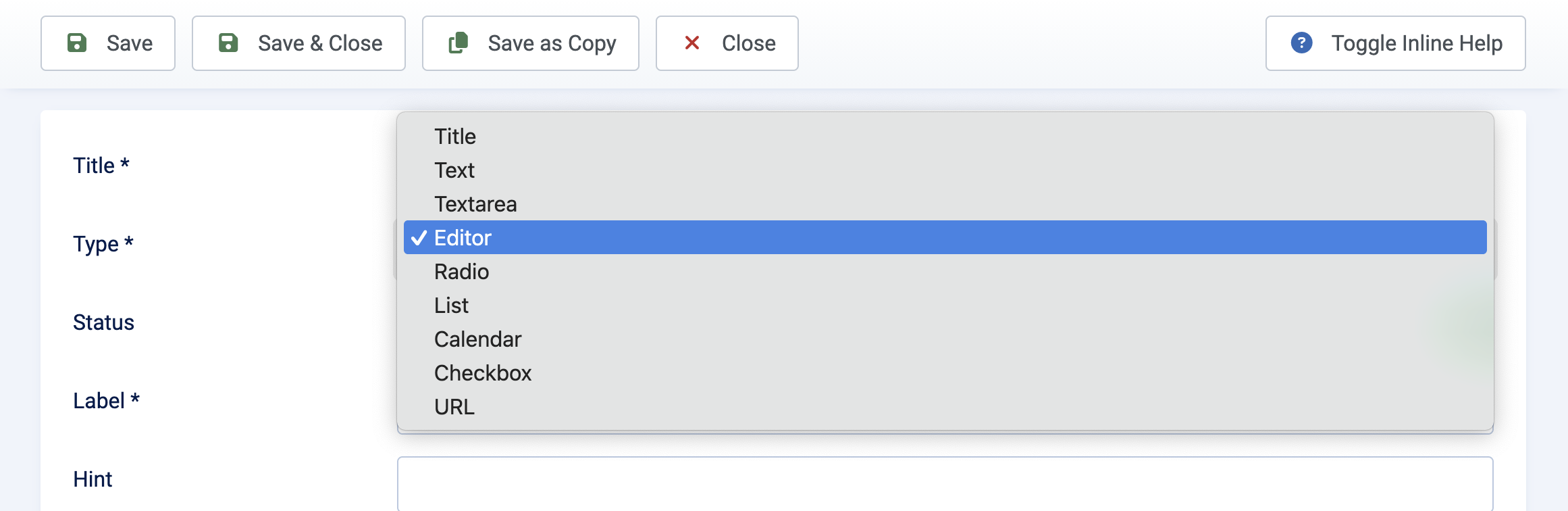Editor field