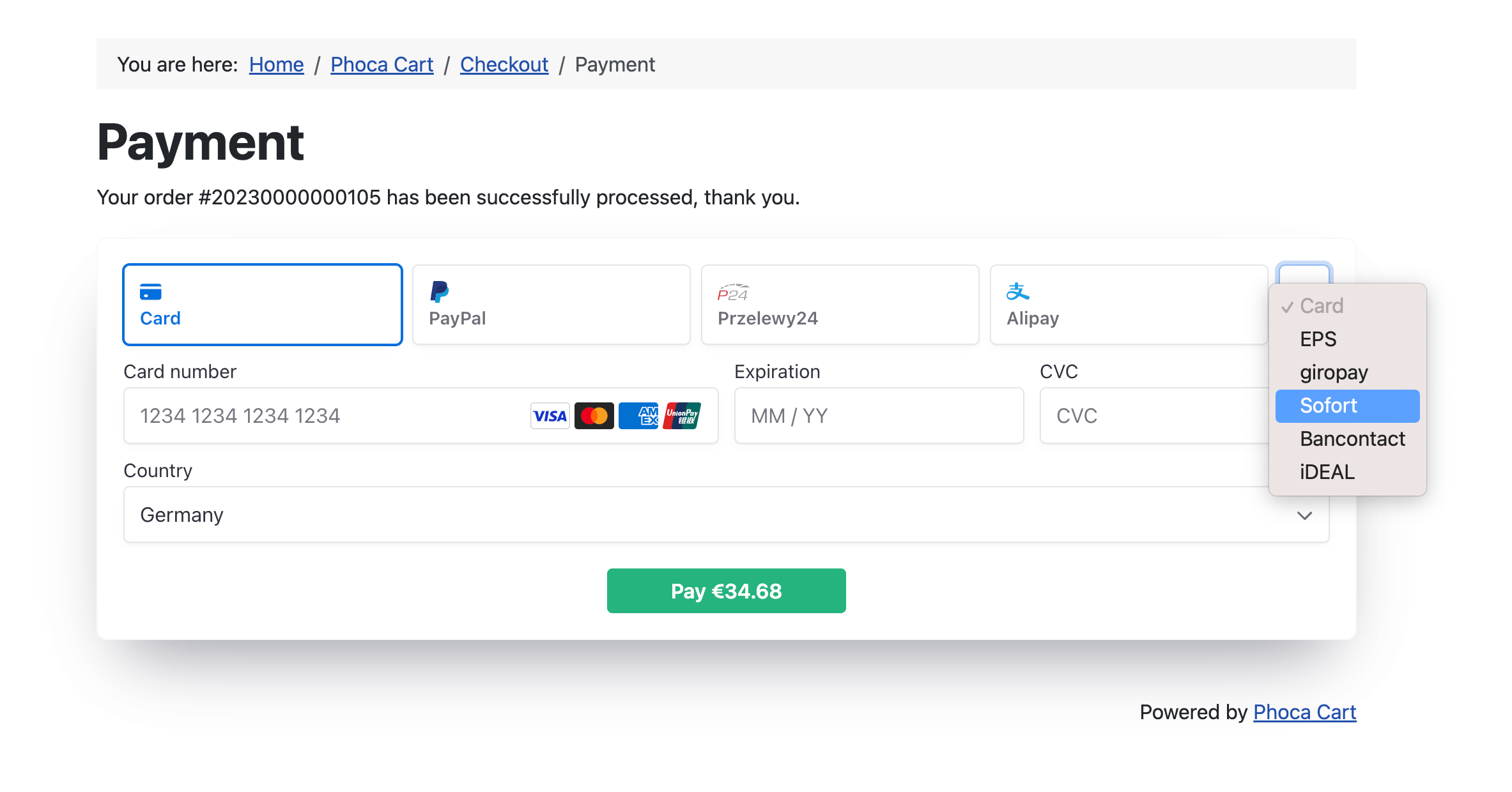 Stripe for Phoca Cart
