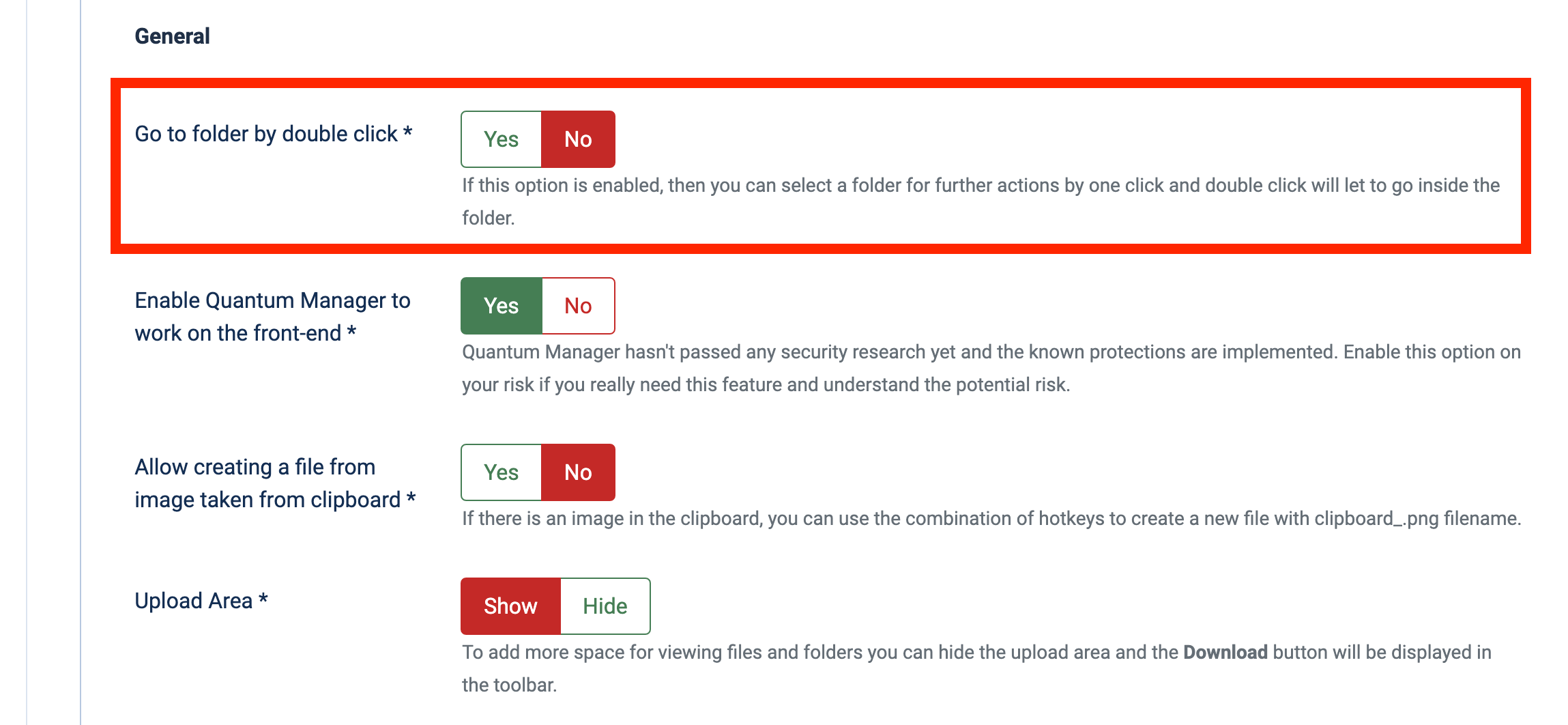 opening a folder by one or two clicks
