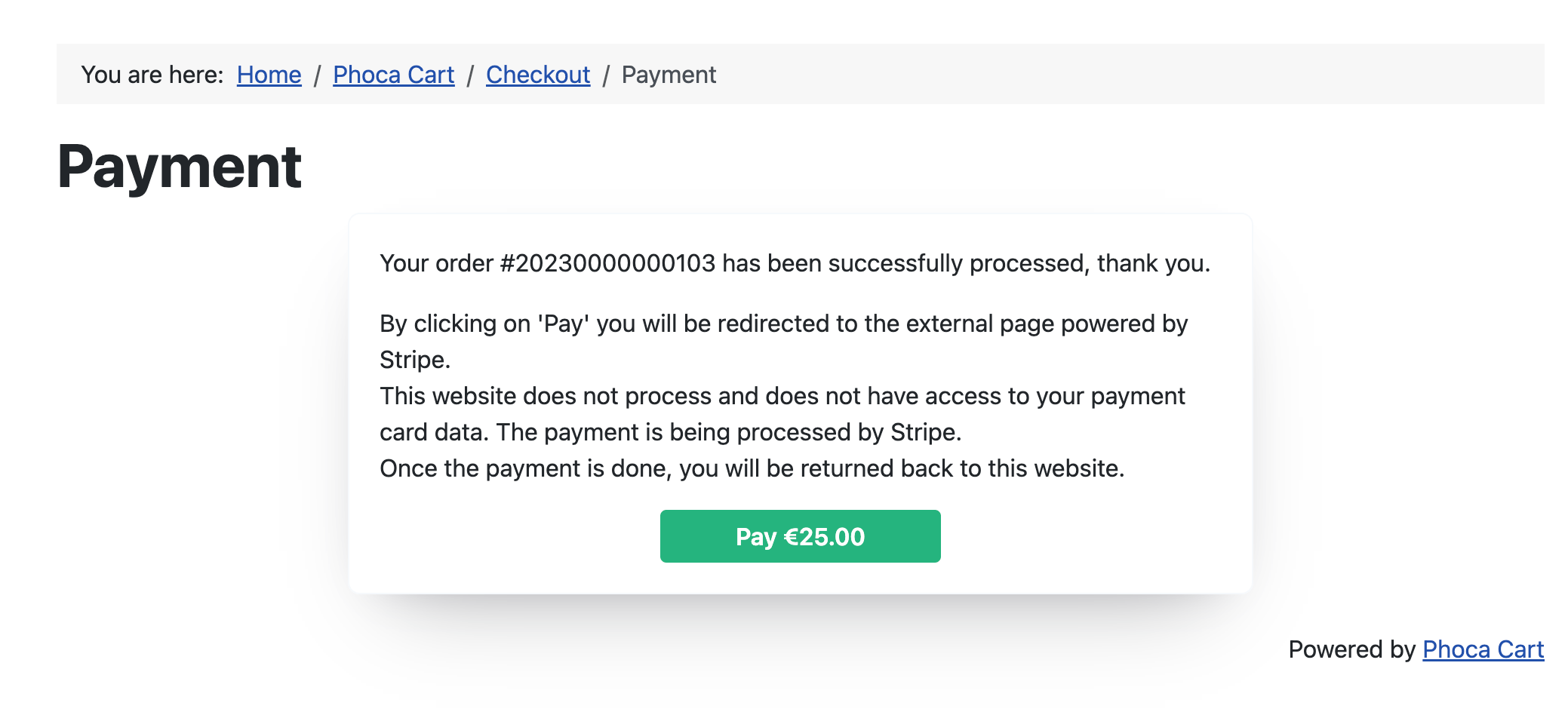 Stripe Checkout for Phoca Cart